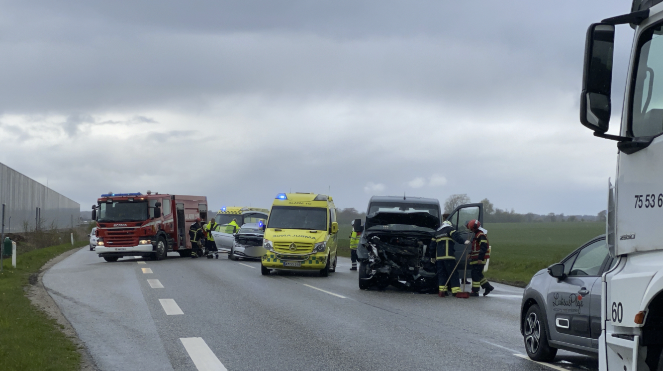 Stort uheld på motortrafikvejen ved Børkop