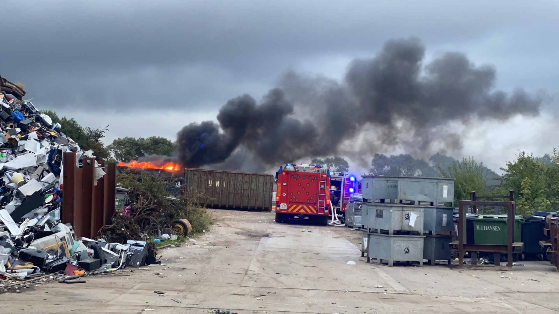 Brand i Middelfart: Røgfane kan ses fra Fredericia